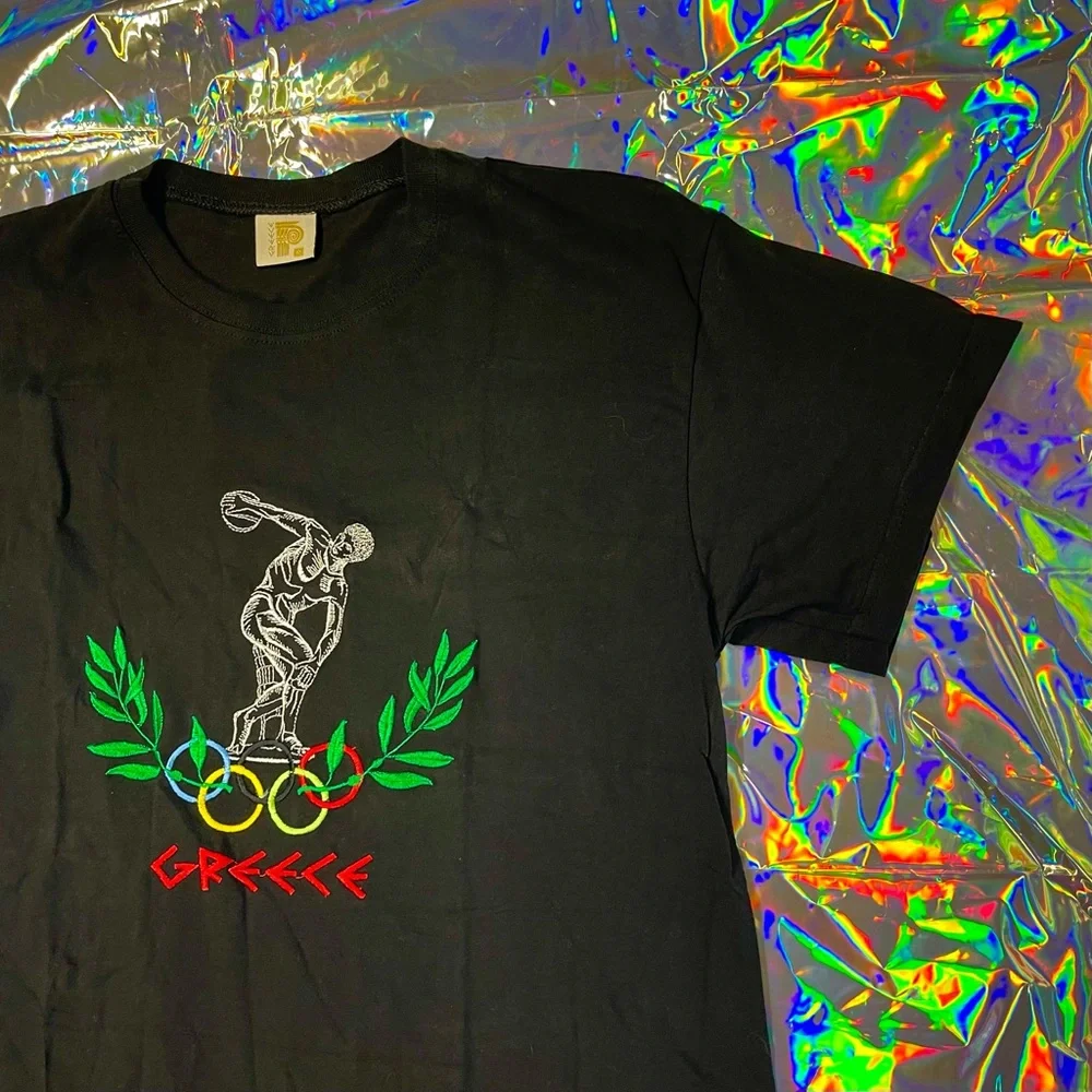 Vintage Greece Discus Throw Graphic T-Shirt Black Olympics Greek Athens Black